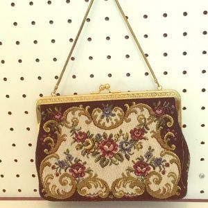 Black Victorian vintage floral tote bag
